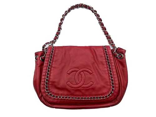 チェーンショルダーバッグ ボルドーレザー